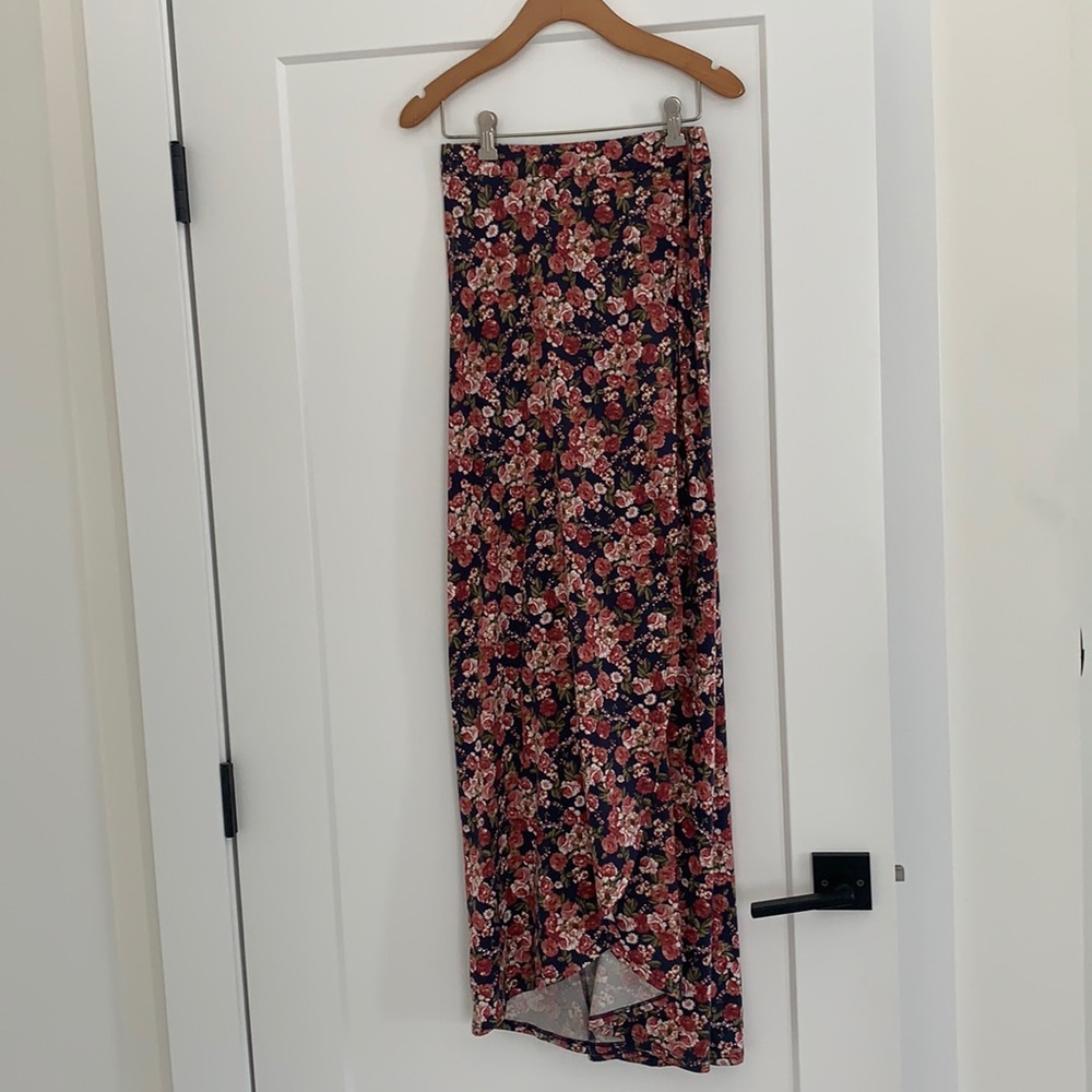 Floral stretchy ankle length skirt